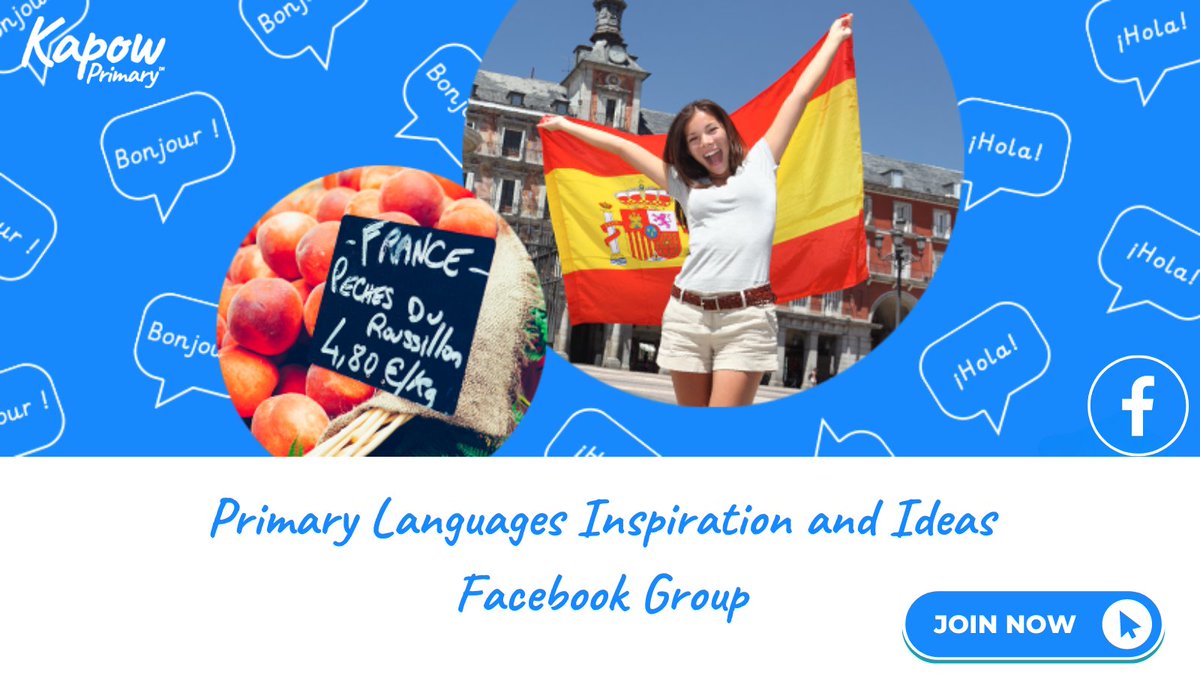 Are you looking to interact and exchange ideas about #PrimaryMFL with other primary teachers? 

Why not join our Facebook group: 'Primary Languages Inspiration and Ideas'?

Sign up here: ow.ly/uyza50PuJJP

#PrimaryFrench #PrimarySpanish #MFLTwitteratti