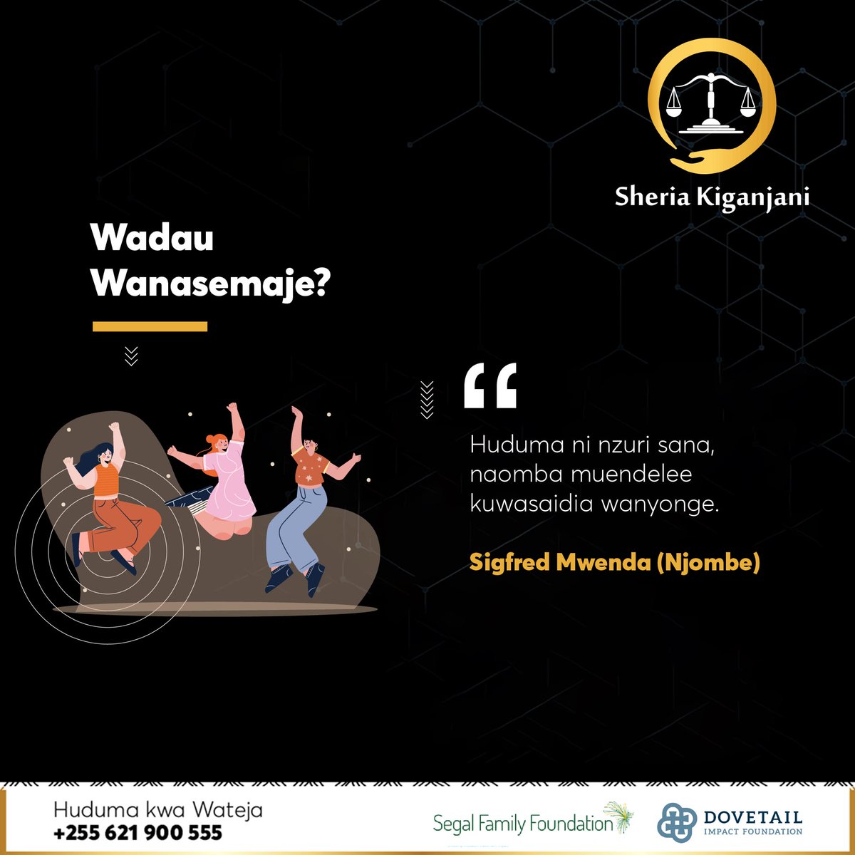 Ni faraja kwetu kupokea jumbe chanya kuhusu huduma zetu. Nia yetu ni kuwafikia na kuwasaidia watanzania wengi zaidi kwa njia ya mtandao. #sheriakiganjaniapp #sheriakiganjani #sktestimonies #legalgurus #legalgurus #kaributukuhudumie #hudumabora