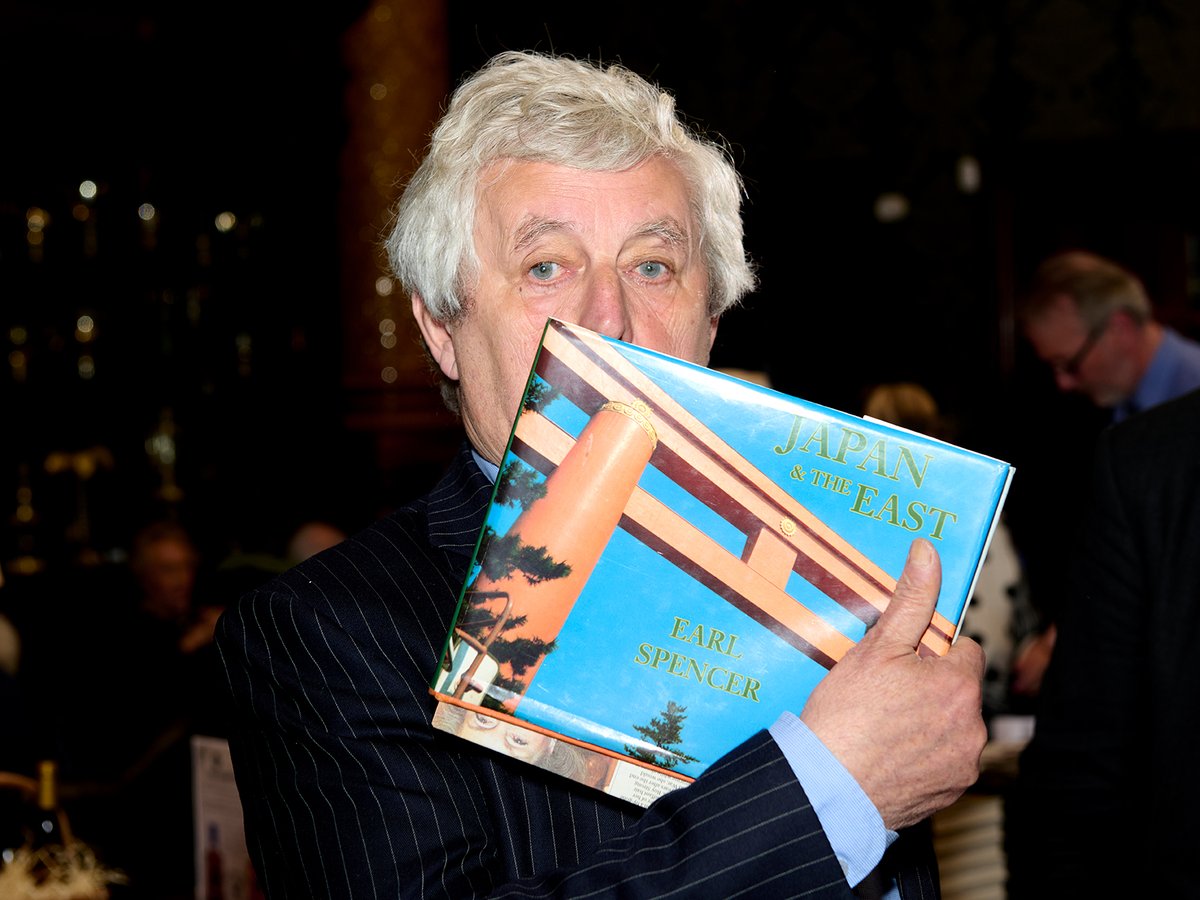 James Hughes-Onslow at The Oldie Literary Lunch on Tuesday 9th April with a book written by Charles Spencer's father on Japan. @neilspencephoto @noblecaledonia @OldieMagazine #jameshughesonslow