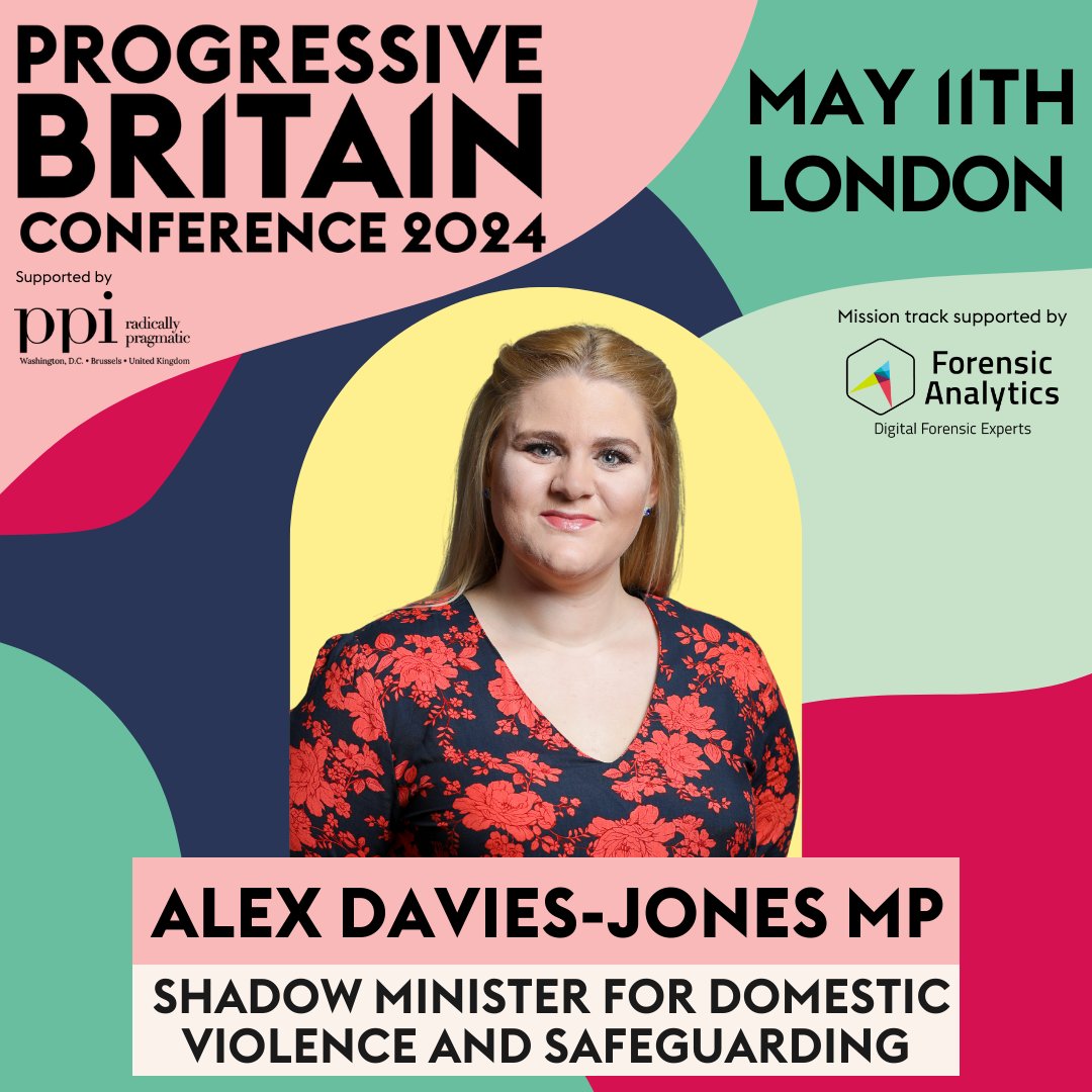 ANNOUNCING! Joining us for PB Conference 2024, Shadow Minister for Domestic Violence and Safeguarding @AlexDaviesJones! Alex will join our 'Safe everywhere, or safety nowhere: How do Labour tackle a culture of VAWG wherever it appears?' panel. Tickets: eventbrite.com/e/progressive-…