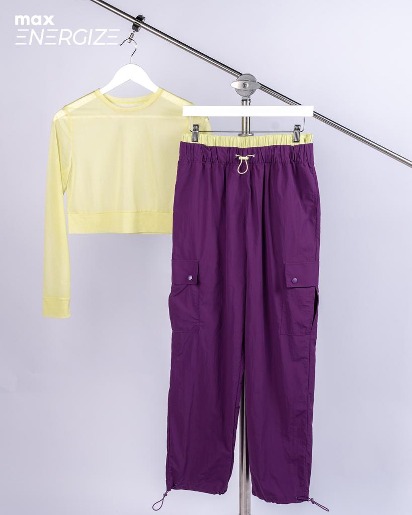 Get your sweat on in style with our high-energy neon green crop top and trendy purple cargo pants. 

#MyMaxStyle #ActiveWearCollection #Activewear #FitnessOutfit #WorkoutWear #WomensFashion