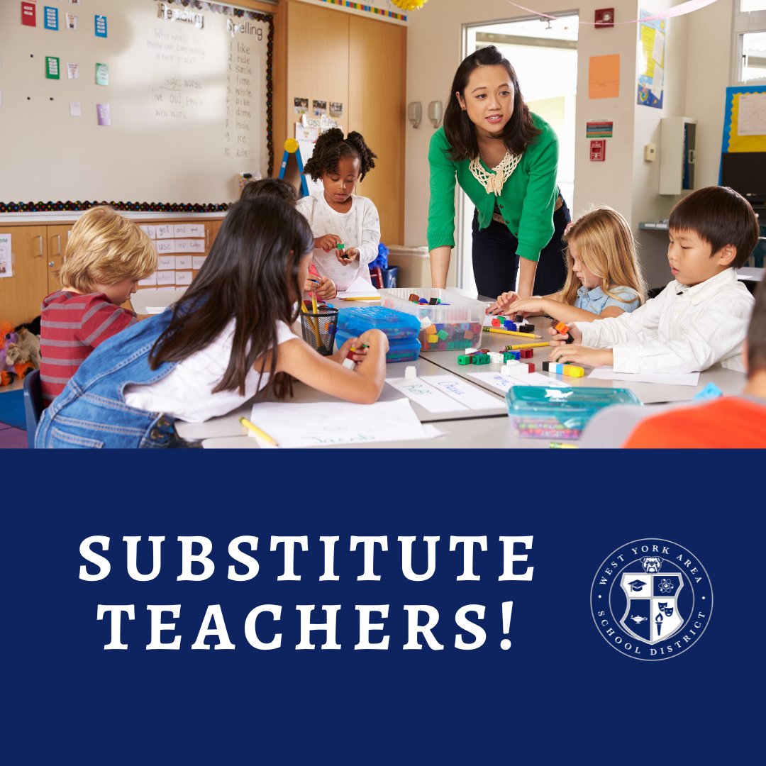 College students enrolled in a PA-approved educator prep. program may qualify to substitute teach while on break if you: *Have completed 60 semester hours or equivalent; and *Meet statutory requirements for clearances, citizenship, etc. Contact HR Dept at 717-792-2796. #wyproud