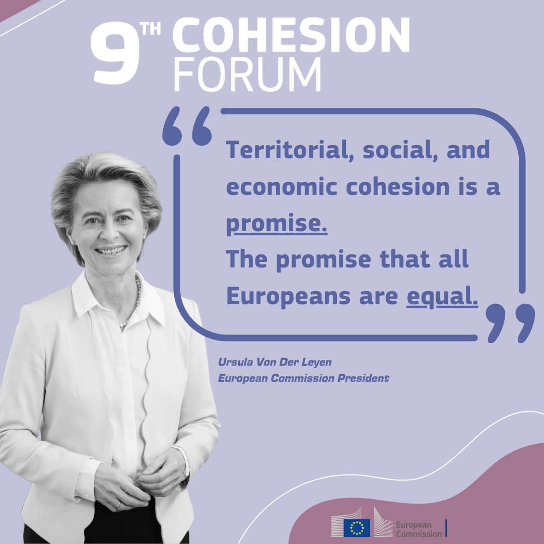 Opening the #CohesionForum in Brussels, @EU_Commission's President @vonderleyen:
This is what #CohesionPolicy is designed for: long-term investments in the connectivity, resilience and social fabric of #EUregions.