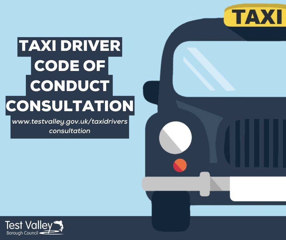 Calling all taxi and private hire vehicles users!📢 We're looking for input from both drivers and customers of taxis about a proposed adoption of a Code of Conduct for taxi drivers. You can find out more information by going to testvalley.gov.uk/taxidriverscon… 🚕