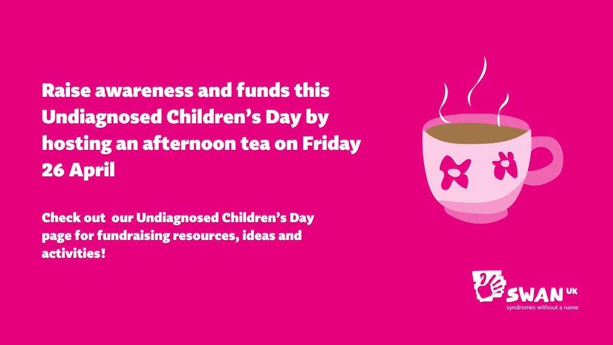 Gathering together friends, family or colleagues over a cup of tea is a great way to get people talking about undiagnosed genetic conditions this Undiagnosed Children's Day! Check out our website for more fundraising resources, ideas and activities ow.ly/aPTx50RcVJC