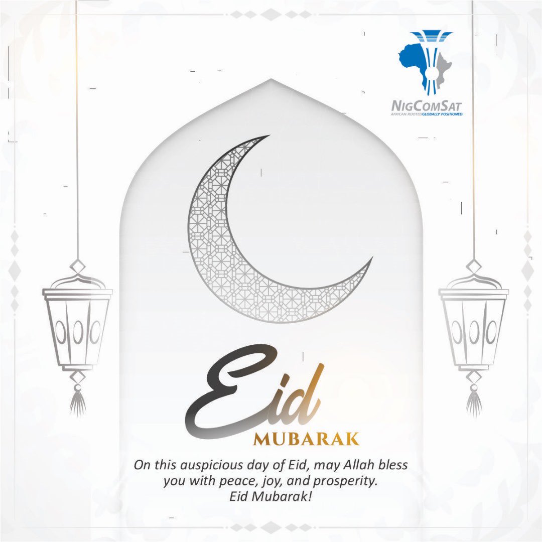 Wishing you and your family a joyous Eid filled with moments of togetherness, happiness, and endless blessings. Eid Mubarak from all of us at @NigComSat1R! #Eidmubarak2024 #EidUlFitr #EidulFitr2024