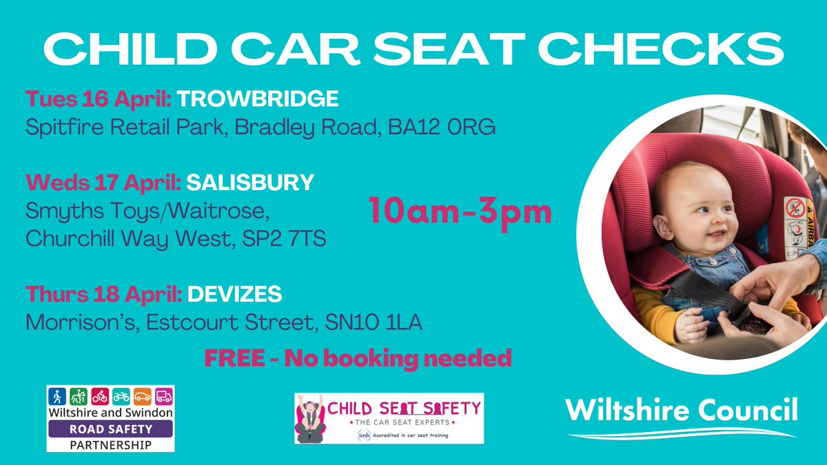 ⚠️Is your toddler growing fast? Unsure when to move them to the next car seat? Or expecting a baby & want to know the best seat for your family? Want to keep your grandchildren as safe as possible in the car? Drop in to one of our FREE events next week for safety checks & advice