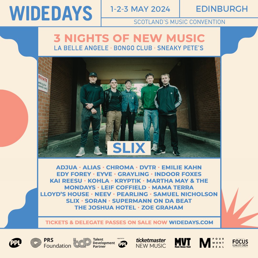SlixUk's tweet photo. 🏰 WIDE DAYS 2024🏰 

It’s a pleasure to be returning to @widedays next month as part of the New In Scotland Showcase! 🏴󠁧󠁢󠁳󠁣󠁴󠁿

This event did so much for us last year, so we are absolutely buzzing to be heading back 🐝🐝🐝

We’ll be playing on Friday 3rd of May, SEE YOU THEN ❤️‍🔥 https://t.co/ciXiWJtT8V