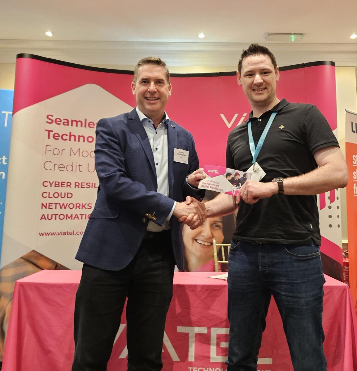 ViatelGroup's tweet photo. Lucky winner🎉 Congratulations to Ian Primrose of Link Credit Union Ltd., winner of our Monart Destination Spa voucher at the @cumanagers (Credit Union Managers Association) Spring Conference! https://t.co/zOZjuoSCbV