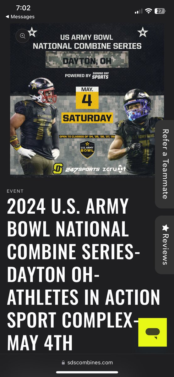 Thank you @ArmyBowlCombine for the invite!! @2smoothkriminal @JeffRedDevilFB