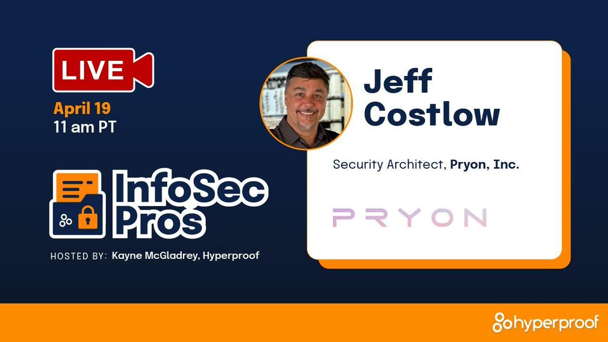 Infosec Pros: Jeff Costlow, Security Architect at Pryon, Inc. buff.ly/3xtiQZQ via @kaynemcgladrey of hyperproof on @Thinkers360 #Cybersecurity #RiskManagement #Security