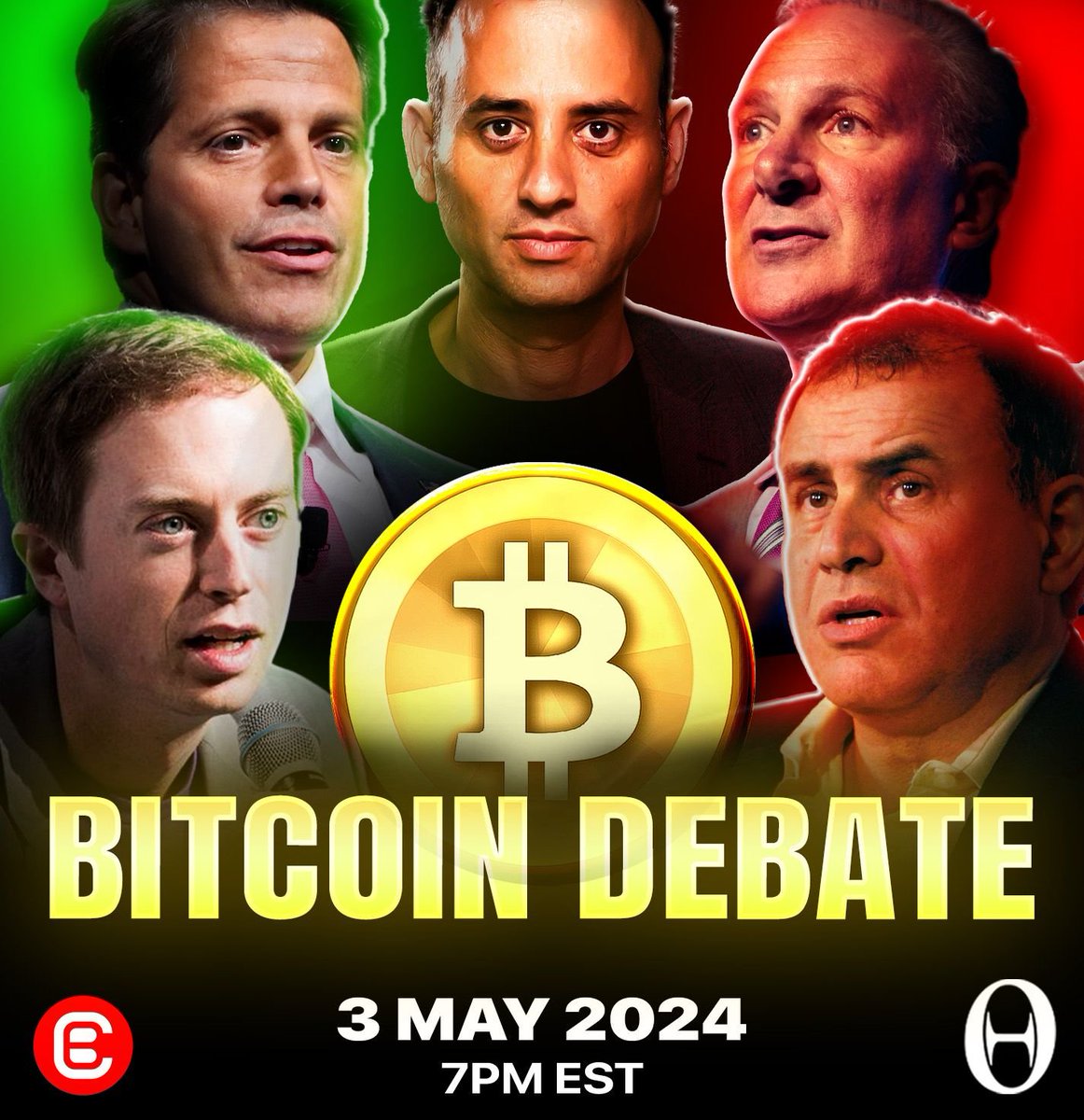 🚨 THE ULTIMATE BITCOIN DEBATE IS HERE 🚨 @crypto_banter and @zerohedge are bringing you WallStreet's BIGGEST Bitcoin bulls and bears for the biggest debate in crypto history! Join us LIVE with @Scaramucci @PeterSchiff @ErikVoorhees @Nouriel on 3 May (7pm EST). LFG!!!