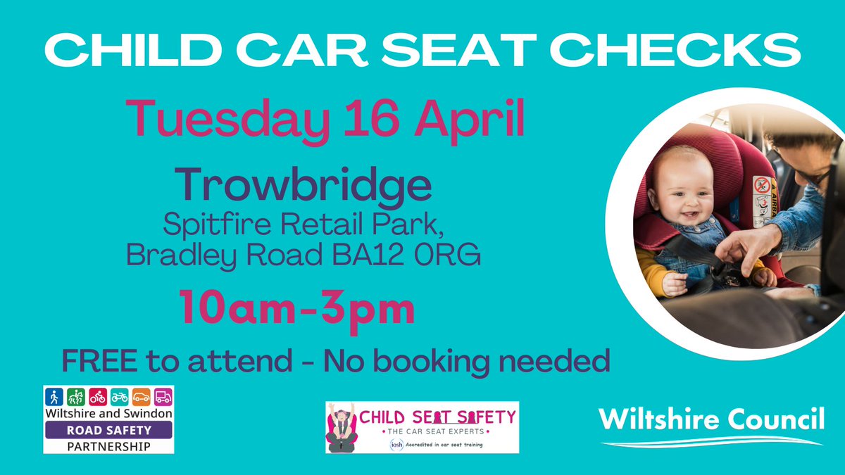 Don't forget we will be at Spitfire Retail Park #Trowbridge tomorrow offering FREE child car seat checks and advice. Drop in any time between 10 and 3, even if you don't have your child with you (although even better if they come with you - we have stickers! 😉)