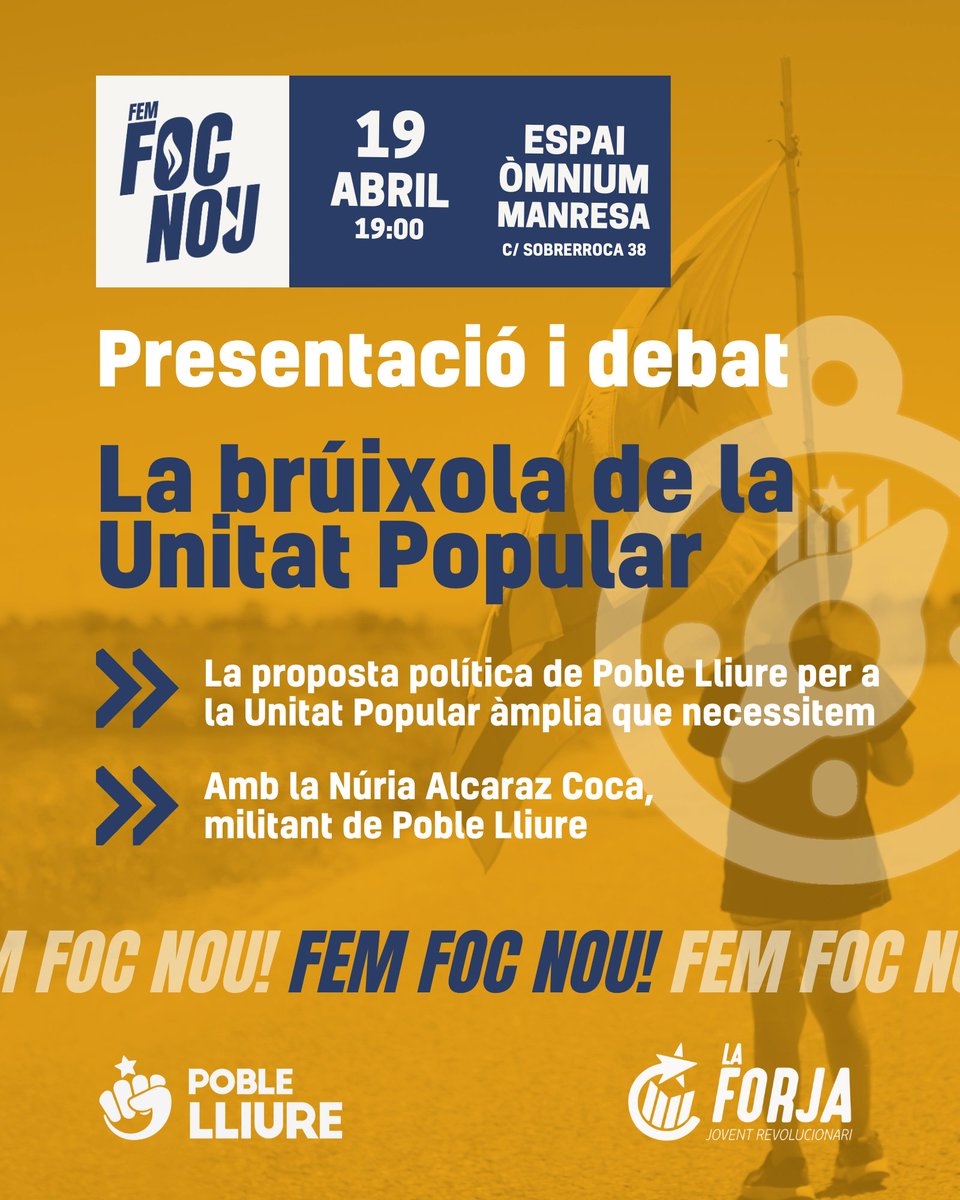 Presentació i debat: LA BRÚIXUOLA DE LA UNITAT POPULAR

La proposta política de Poble Lliure per a la Unitat Popular àmplia que necessitem

#FemFocNou