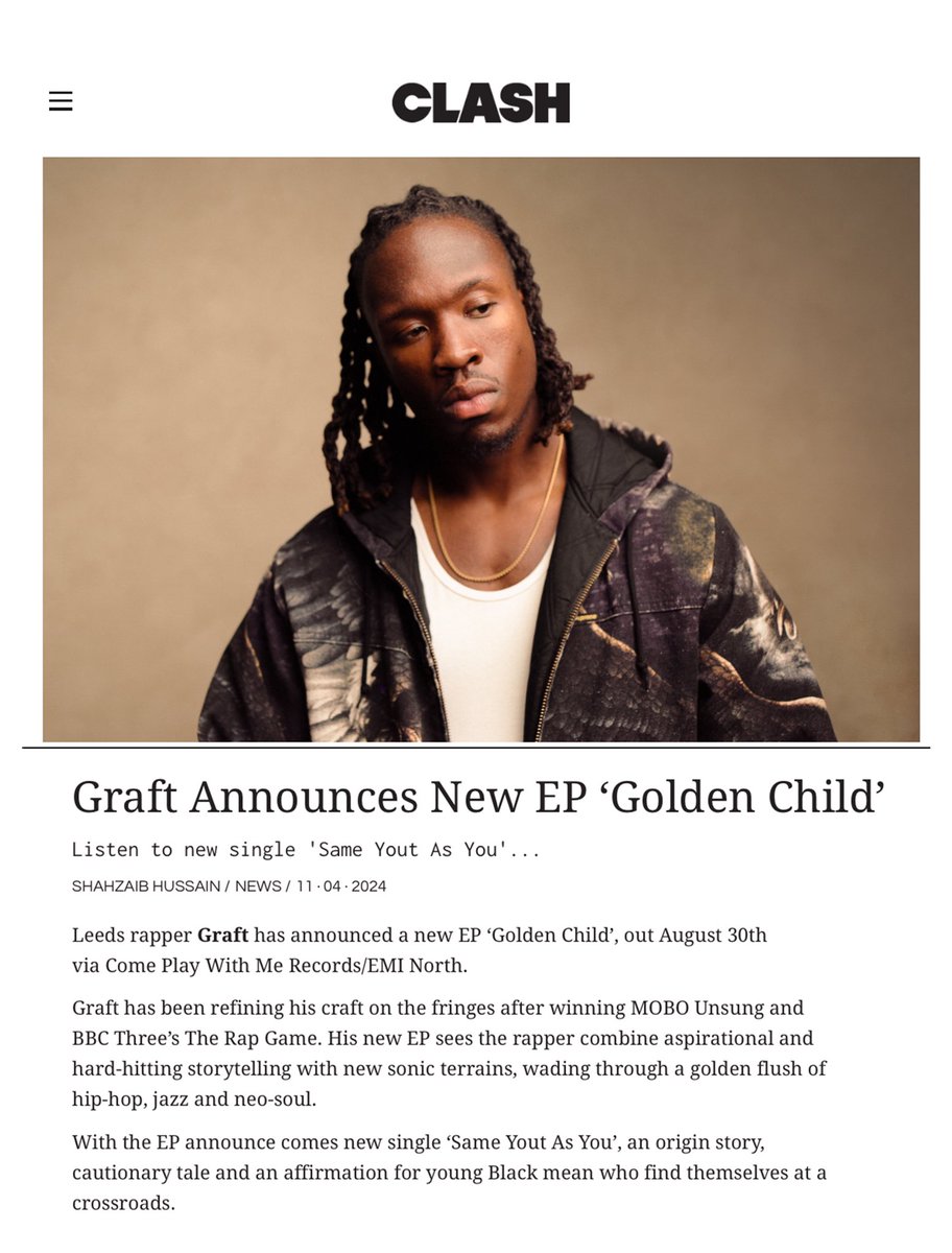 Big hype already from @ClashMagazine thanks for the support! Read: clashmusic.com/news/graft-ann…