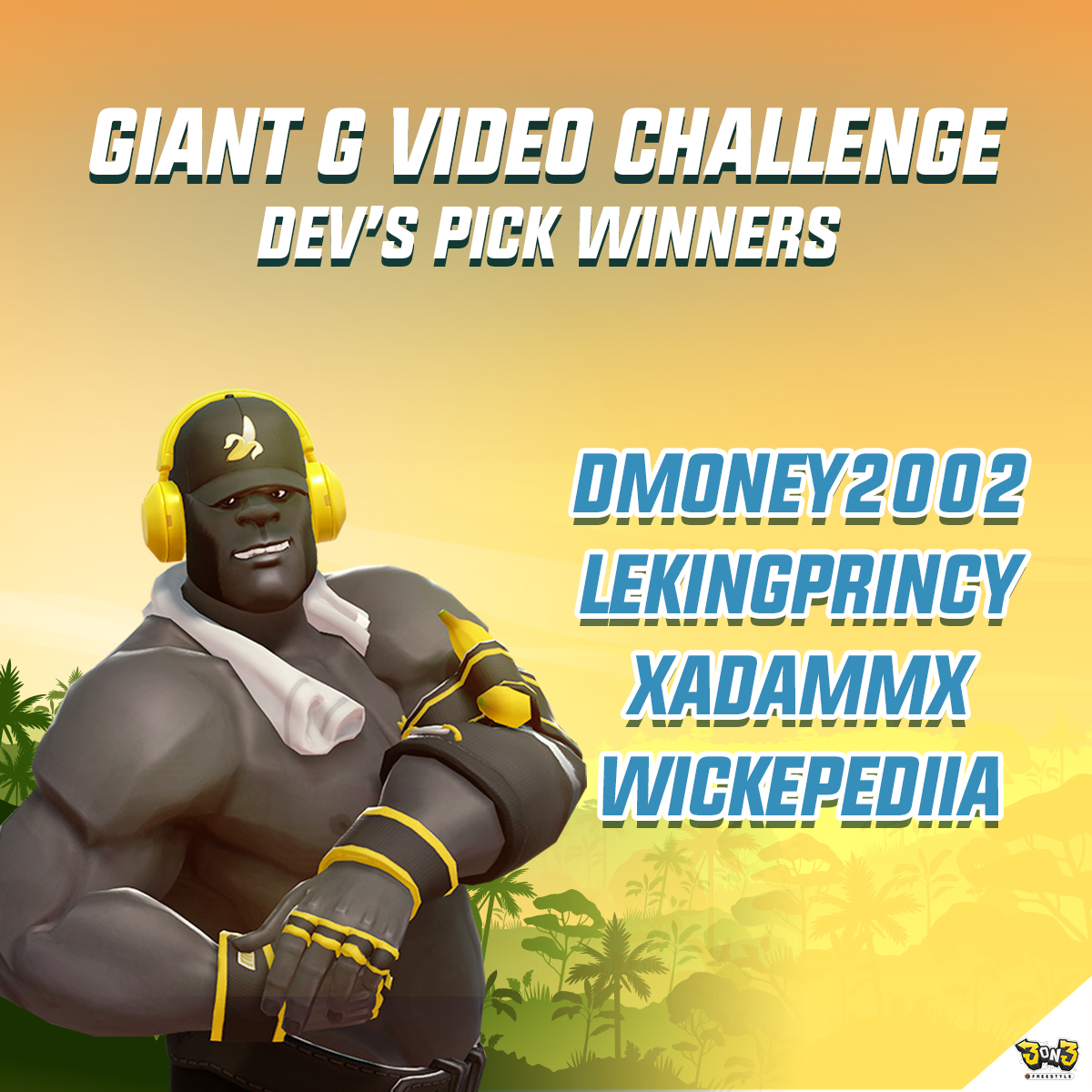 We're thrilled to announce the winners of the Giant G Video Challenge event, handpicked by our Devs! Rest assured that the reward has already been sent. Remember, all participants will receive rewards based on their view counts. #videogame #StreetBasketball #3on3freestyle