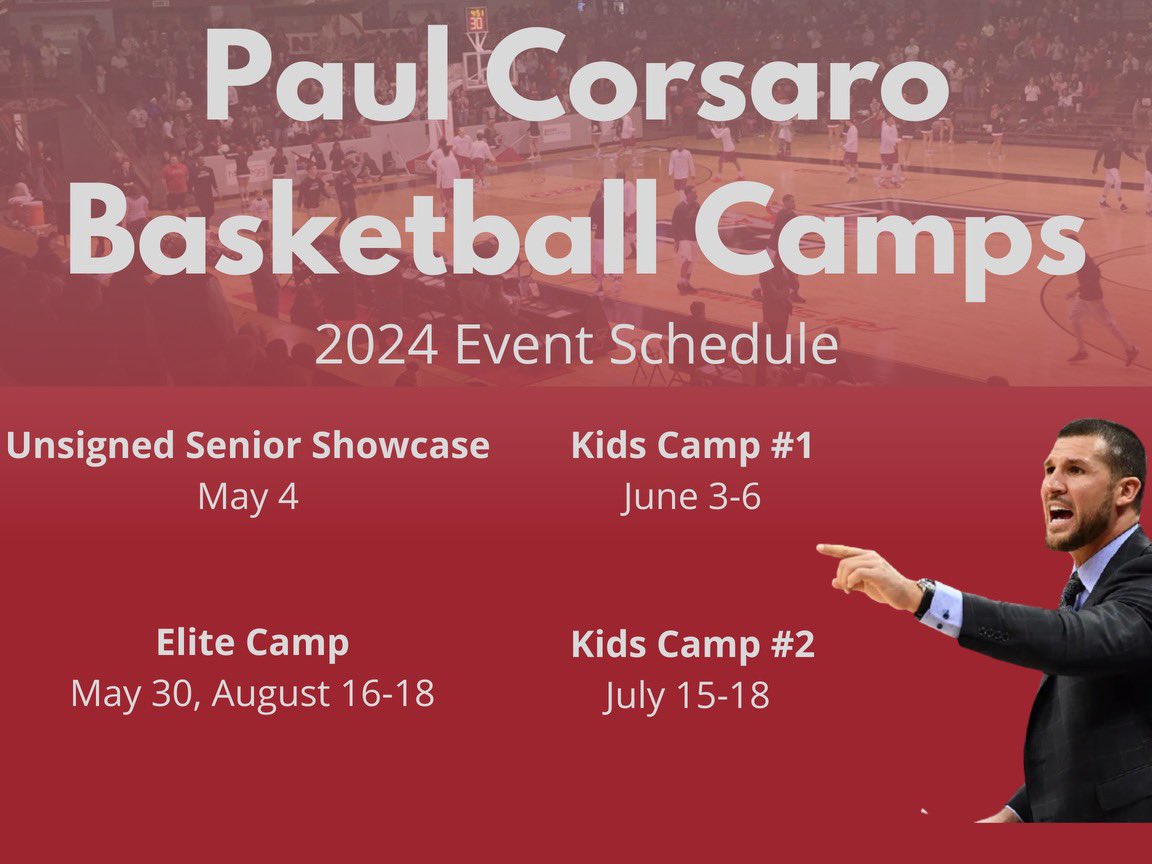 🚨🚨🚨Paul Corsaro Basketball will continue camps this summer but with an exciting change to the campus of @IUPUI! Some slight date changes but most everything remains the same. Visit our website for more information and for registration. paulcorsarobasketball.com