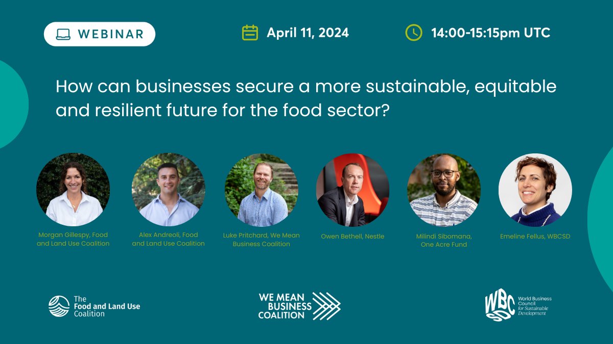 🚨 Today @ 2pm UTC Join @WBCSD, @WMBtweets & @FOLUCoalition for a timely webinar on the pivotal role that the food sector can & must play in meeting climate & nature goals. Tune in for key insights on voluntary frameworks, equitable #ValueChains & more! wri.zoom.us/webinar/regist…