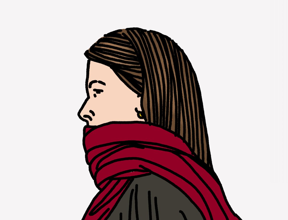 Pedestrians 🚶‍♀️ 
A collection of drawings I'm producing of people getting from A-B. 

Red scarf 

#people #urbanspaces