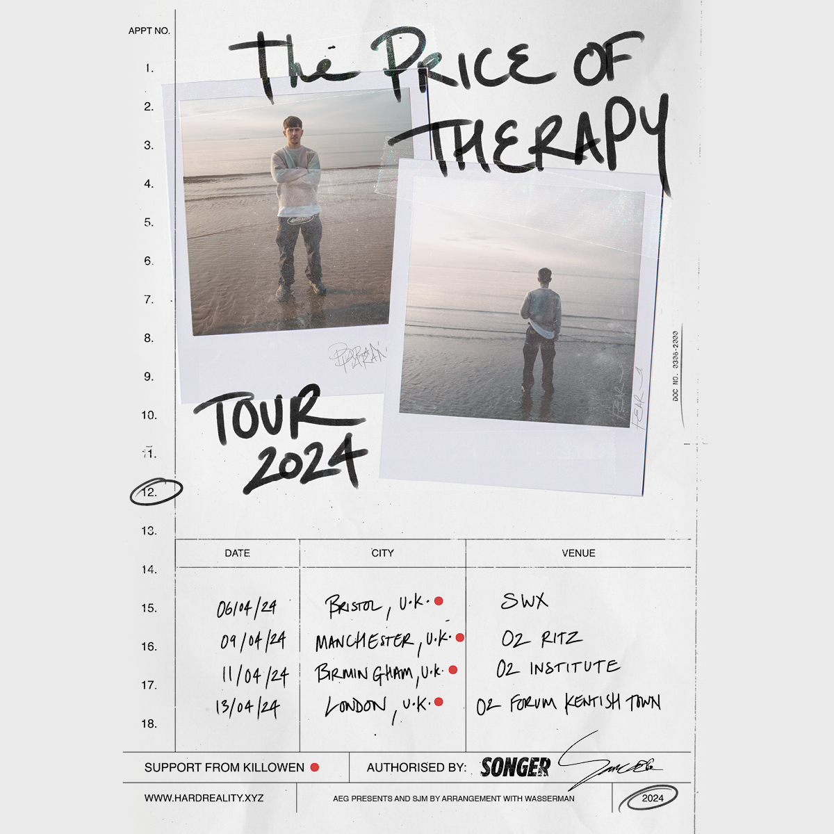 Tonight @5onger_ brings ‘The Price of Therapy’ tour to Manchester 🙌 Support from @KiLLOWEN_. Doors at 7pm. Our usual security measures are in place - no bags bigger than A4 - please check our pinned tweet for details 🙏