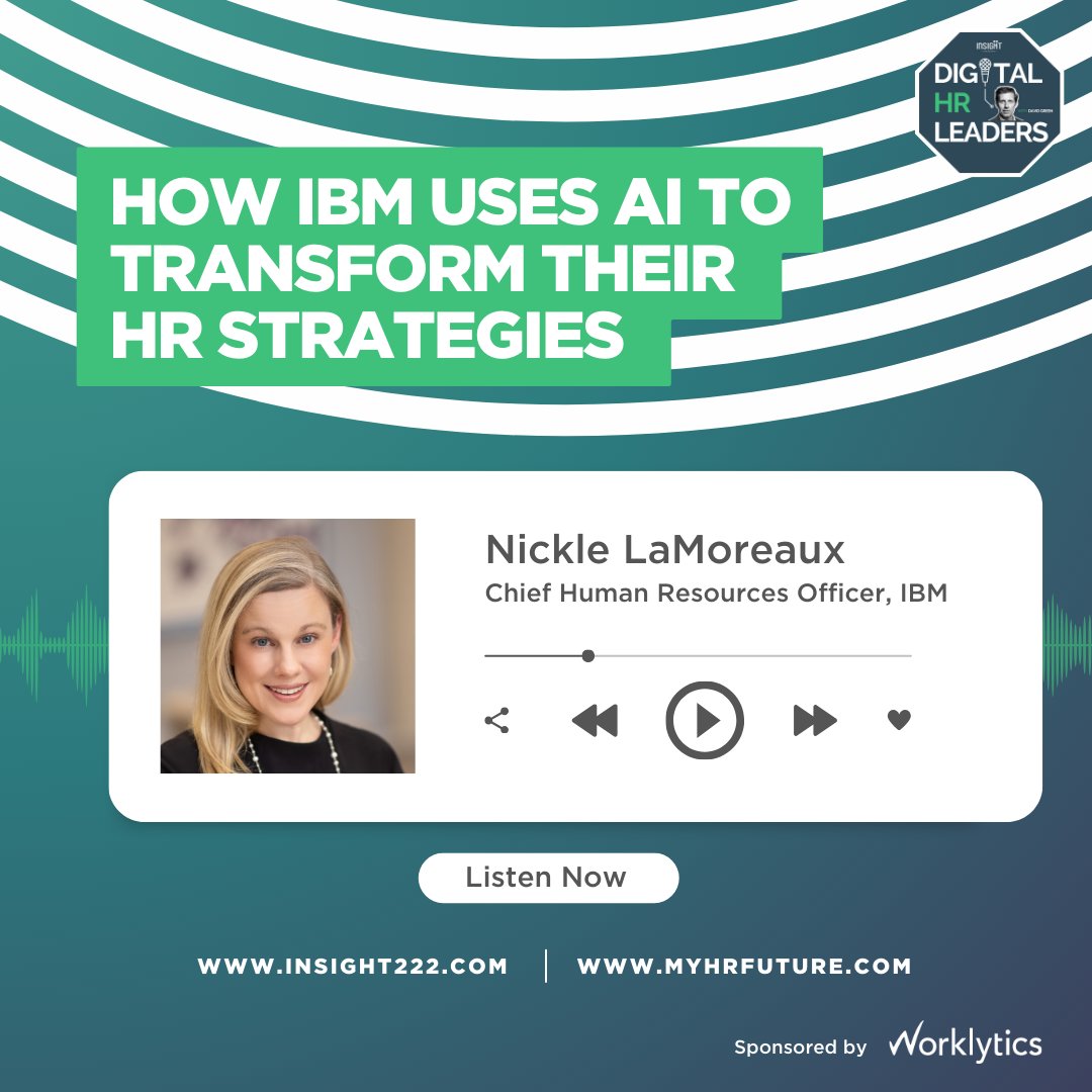 Our latest episode of the #DigitalHRLeaders #podcast features a truly insightful look at how IBM uses #AI to transform their #HR #strategies, featuring the CHRO of @IBM, @NickleLaMoreaux. Listen to the full episode now. myhrfuture.com/digital-hr-lea…… #HRTech #PeopleAnalytics