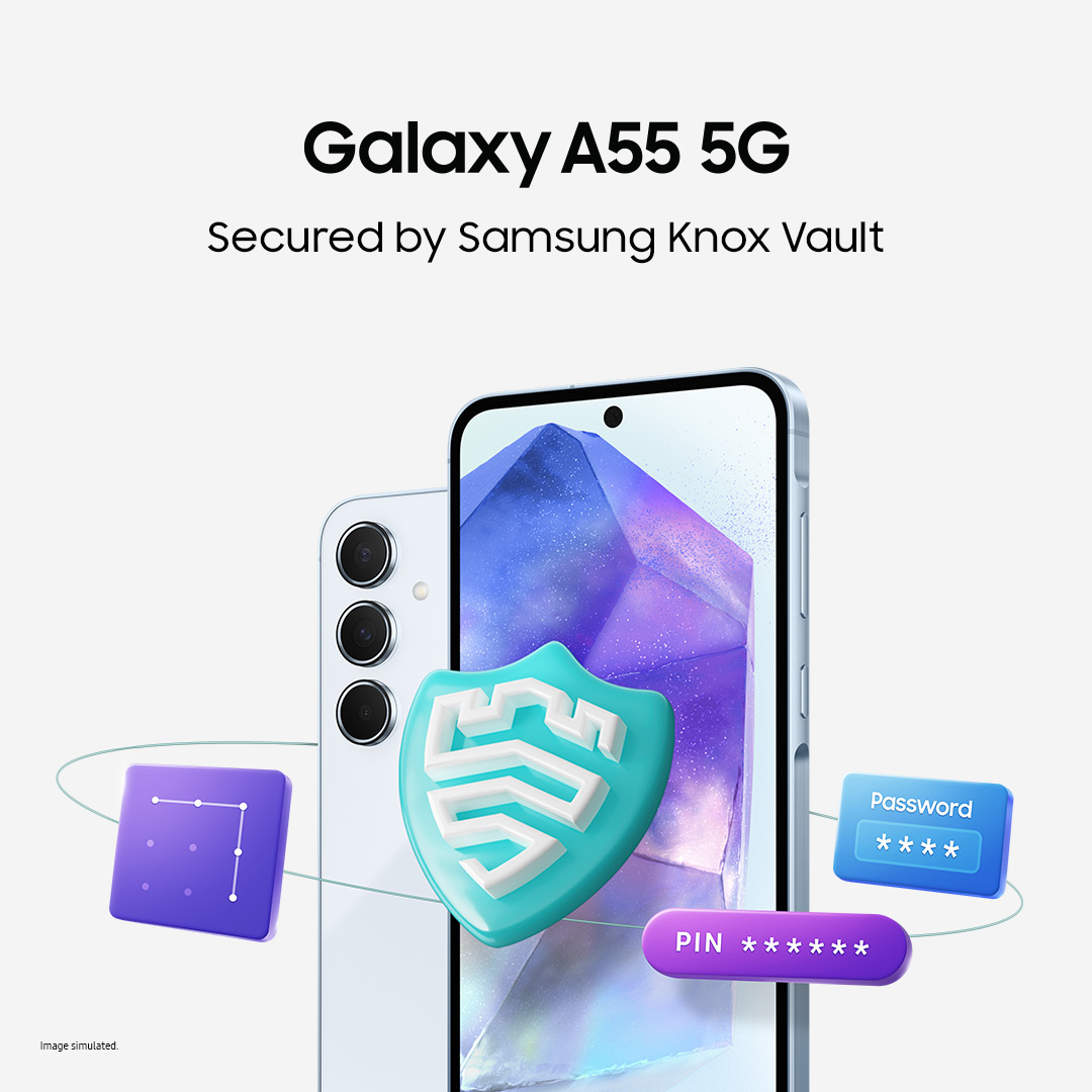 Catch a glimpse of the new #GalaxyA55 5G. Designed with safety and security in mind, the new Awesome can be experienced inside out.​ Learn more: samsung.com/ie/smartphones…