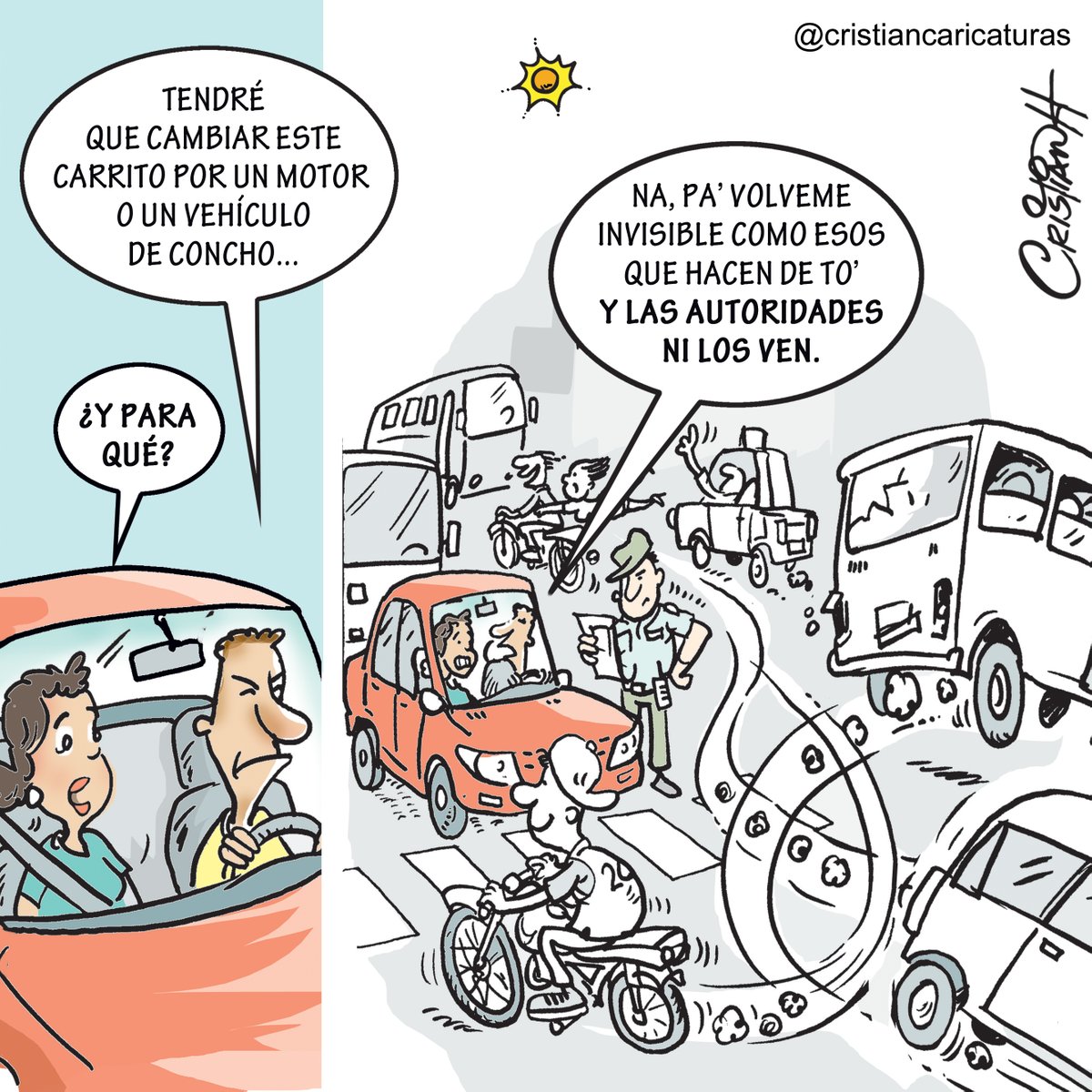 Mi caricatura del jueves 11 de abril 2024 en el periódico @ElDia_do . . . . #Motoristas #Digesett #caos #Voladoras #tránsito #criscaricaturas