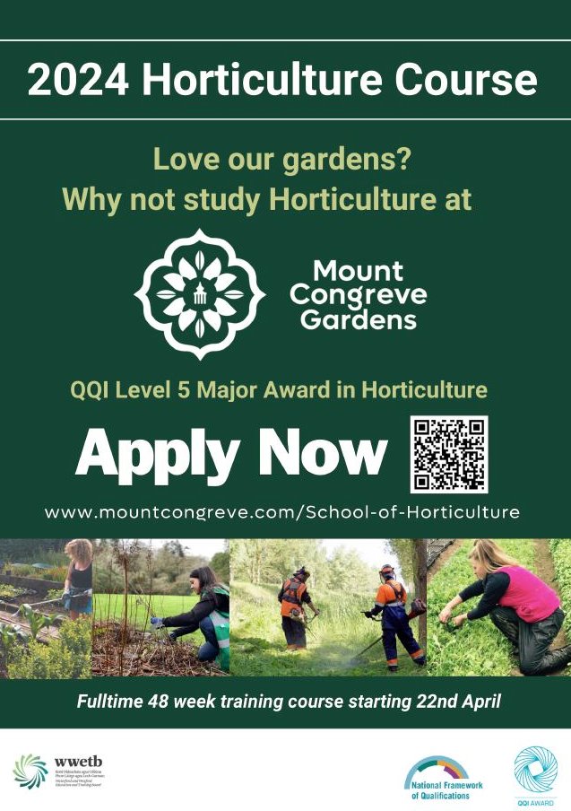QQI Level 5 Horticulture Course set in the renowned Mt Congreve Gardens @WWETBofficial @MountCongreve_