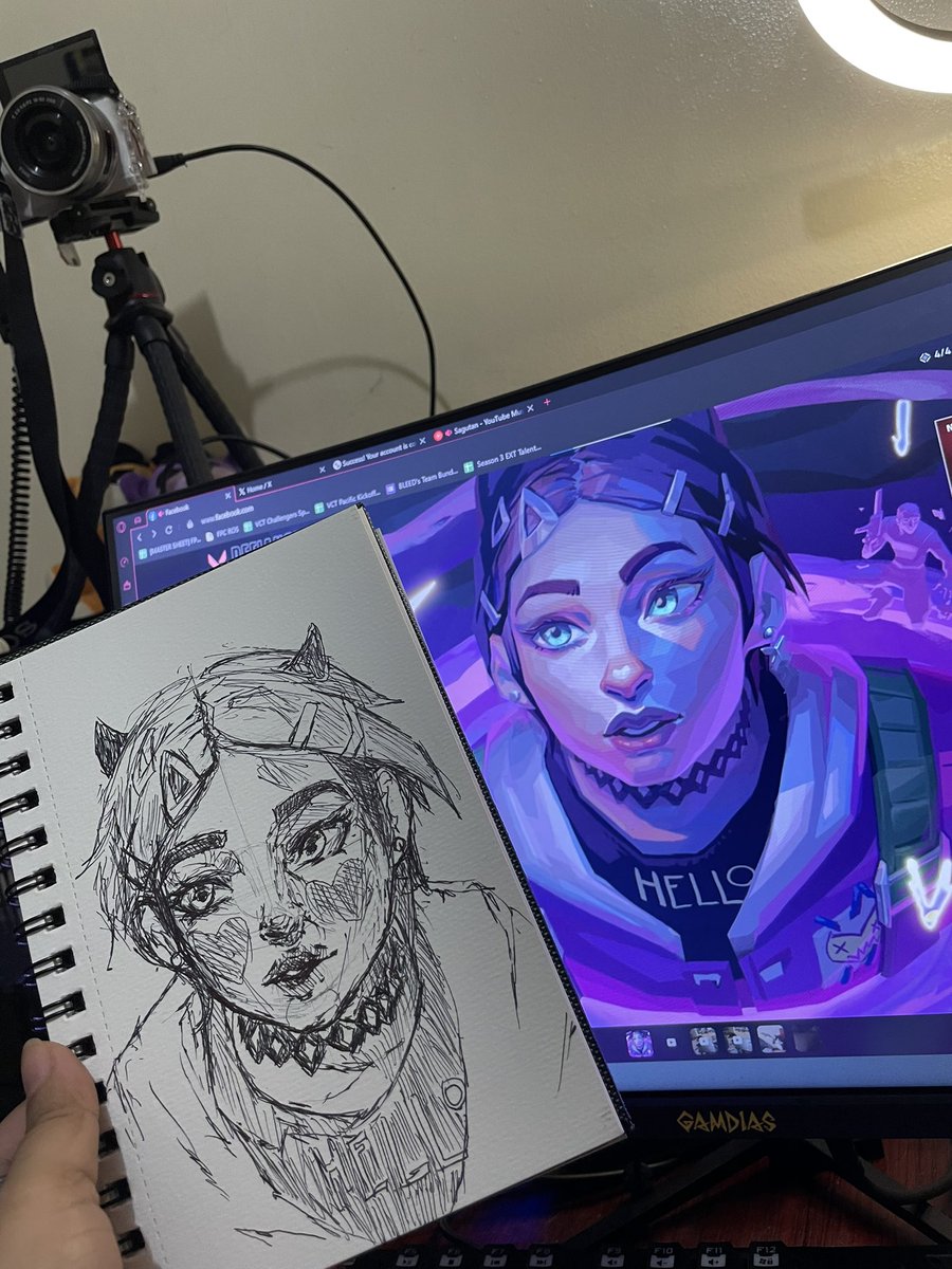 misshoneyglazee's tweet photo. I think I still got it? Here’s a draft sketch na sana nirecord ko na for Clove’s Fan Art Contest by Riot 🥹🦋💜 #TaraValo #HelloClove https://t.co/KaydBgFX1Z