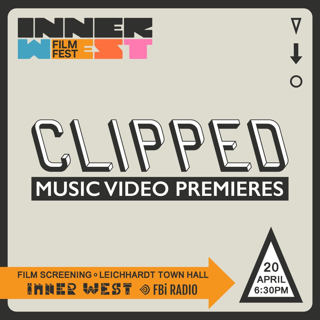 We're so excited to curate a <a href="/CLIPPEDTV/">CLIPPED TV</a> Music Video Premieres line-up for Inner West Film Fest on Sat 20th April from 6:30pm. Event possible thanks to <a href="/IWCouncil/">Inner West Council</a> <a href="/fbiradio/">FBi Radio</a> 🎟️ bit.ly/3xEOByZ
♥️<a href="/filmink/">Amélie-Astrid Ferrand♀🐤👨</a> <a href="/ScreenNSW/">Screen NSW</a> <a href="/MusicNSW/">MusicNSW</a> <a href="/austcine/">ACS</a> <a href="/ADGdirectors/">Australian Directors</a> <a href="/Create_NSW/">Create NSW</a>