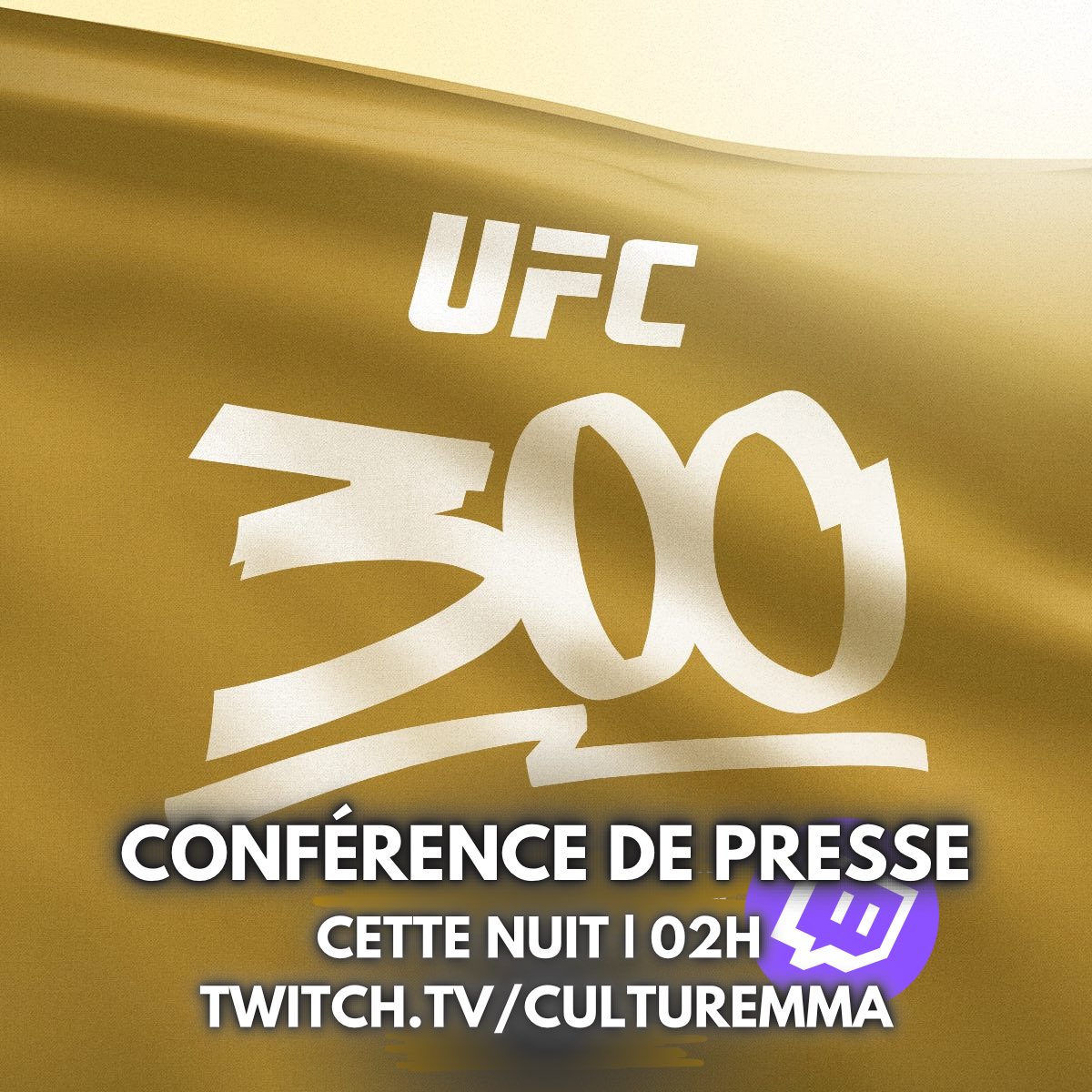 CETTE NUIT - C’EST LA CONFÉRENCE DE PRESSE DE L’#UFC300 🎙️! Je lance le live vers 01H : • 01H00 : UFC Countdown pour bien se chauffer avant la conférence de presse ! • 02H00 : TRAD FR 🇫🇷 de la conférence en direct sur Twitch (au mieux 😂) TWITCH.TV/CULTUREMMA 🟣