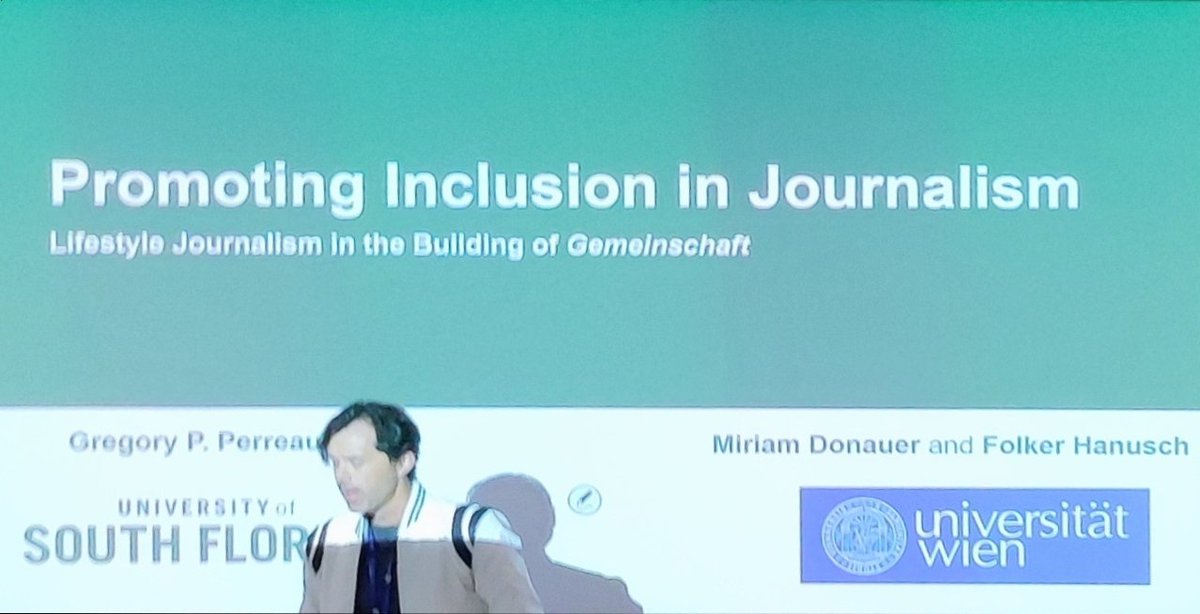 Up next in the same panel, @GregPerreault presents work with Miriam Donauer and @fhanusch on the topic of inclusive reporting practices in lifestyle journalism