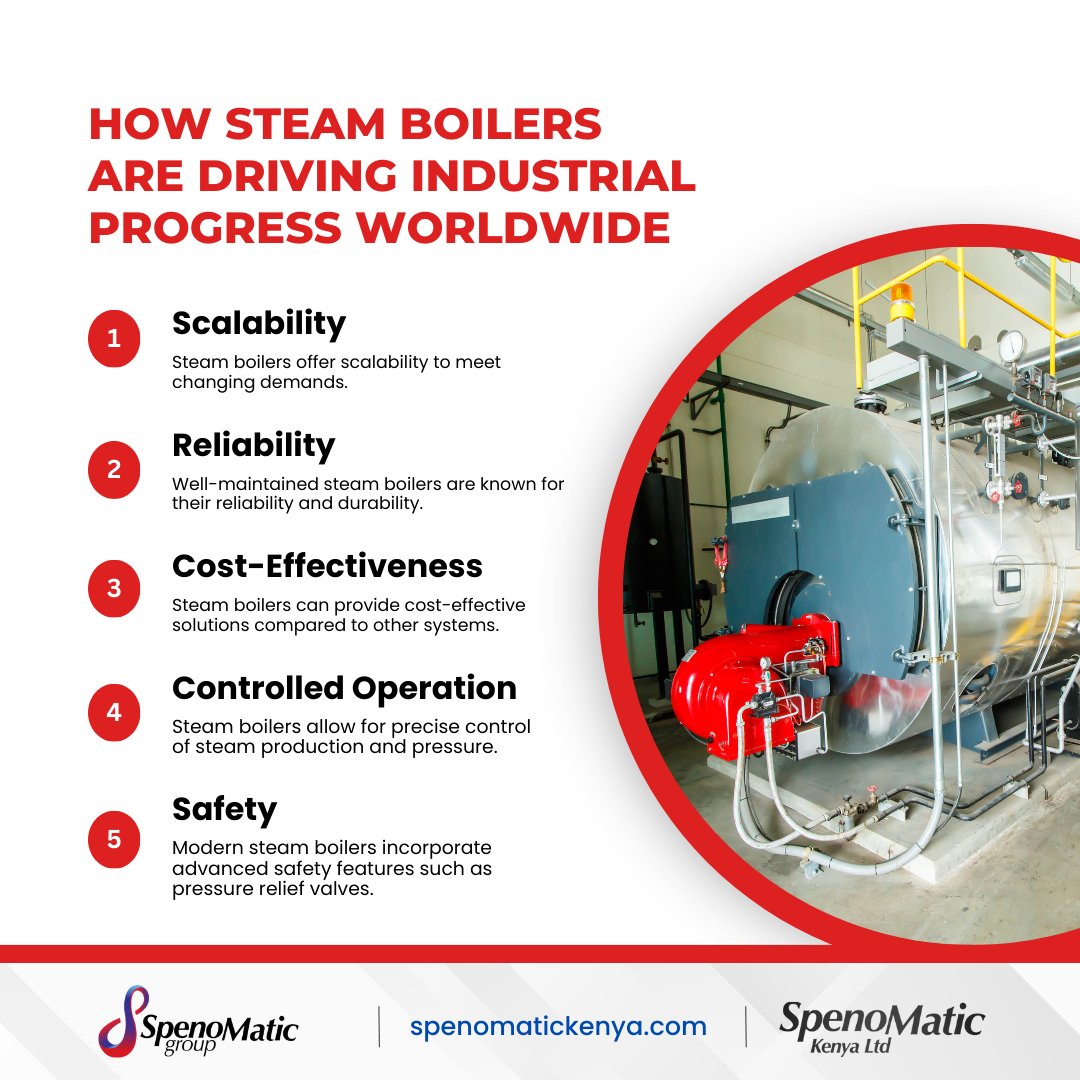 From Manufacturing industries to refineries, many industries are realising the many benefits of steam boilers👇 Some of the steam boilers many industries prefer: spenomatickenya.com/products-and-s… #steamboilers #energy #renewablenergy