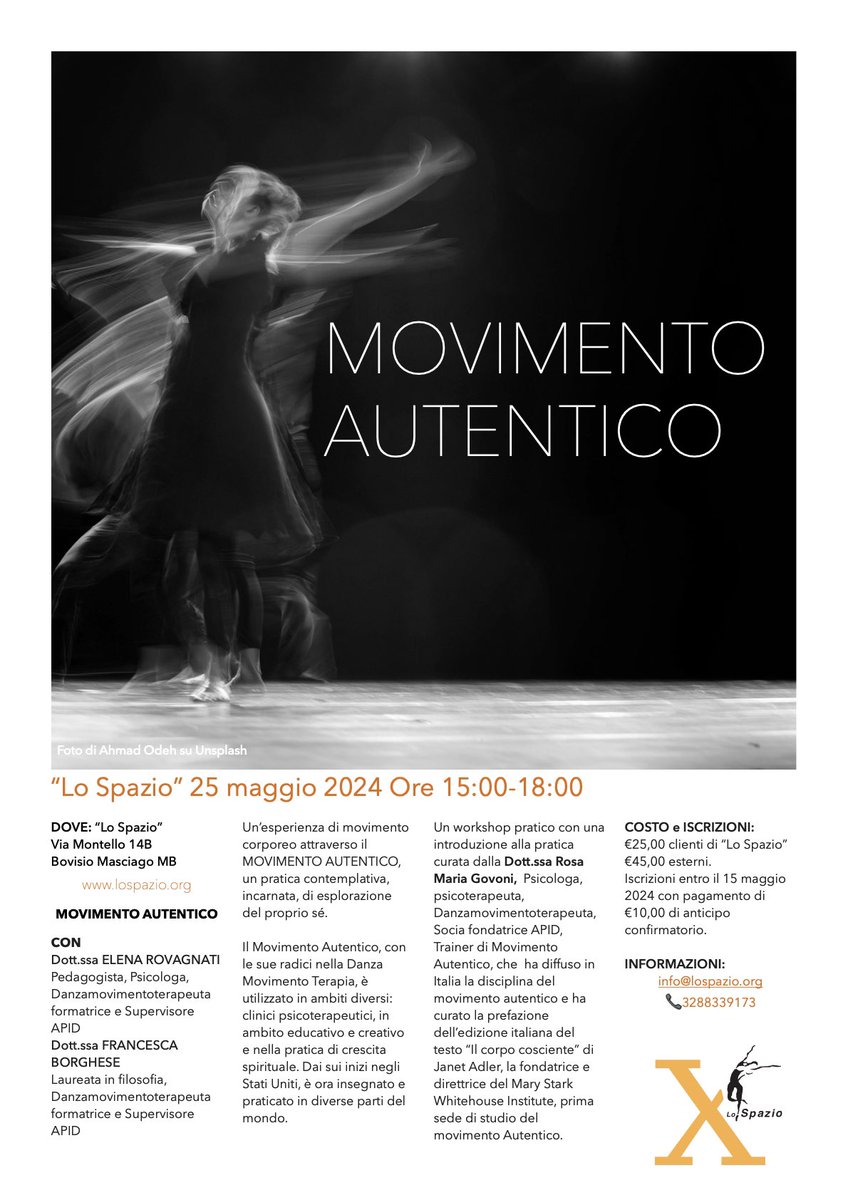 lospazioBT's tweet image. Un’esperienza di movimento corporeo attraverso il MOVIMENTO AUTENTICO, un pratica contemplativa, incarnata, di esplorazione del proprio sé.
lospazio.org/2024/04/01/eve…
#danzamovimentoterapia #movimentoautentico #authenticmovement