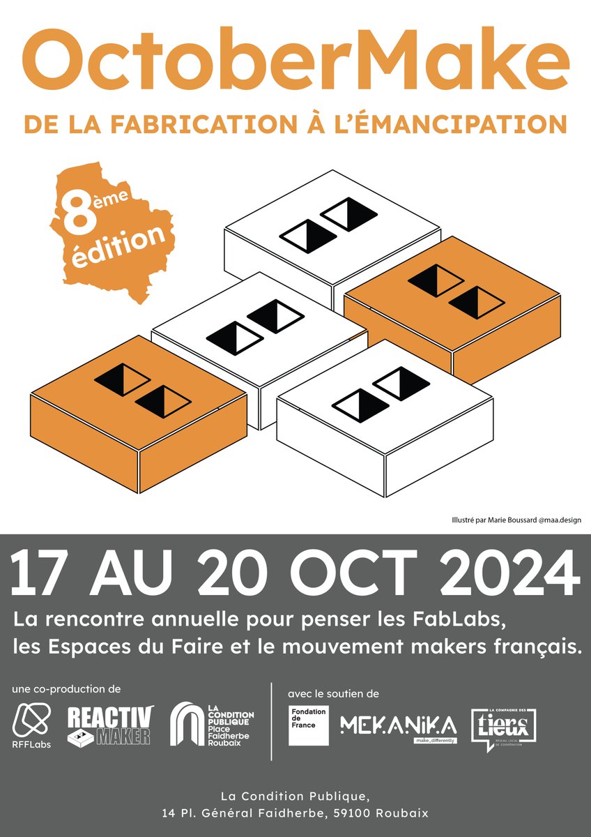 🔸OCTOBERMAKE 2024 🔸 🎟️ BILLETTERIE et PROTO-PROGRAMME EN LIGNE  La 8e édition de OctoberMake avance très bien  Vous pouvez à présent réserver votre billet et consulter une première base de programme sur notre site internet : rfflabs.fr/evenements/oct…