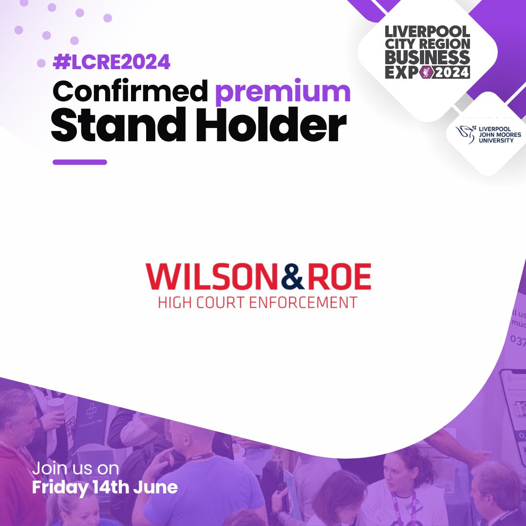 #LCRE2024 Premium Stand Holder Announcement! ⚡️ We are very happy to share that Wilson & Roe are one of the amazing premium stand holders for the Liverpool City Region Business Exhibition 2024… 😊 Visit their website to find out more about what they do: wilsonandroe.com/index.html