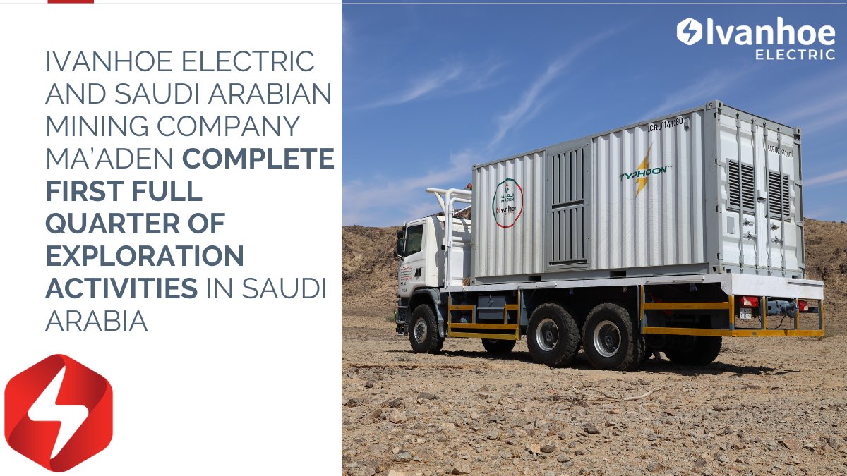 #NEWS - Ivanhoe Electric and Saudi Arabian Mining Company Ma’aden Complete First Full Quarter of Exploration Activities in Saudi Arabia. Read the full release: bit.ly/3Q03Skl

$IE #Maaden #electricmetals #mineralexploration #mining