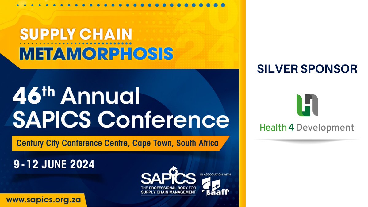 SAPICS welcomes Health 4 Development as Silver Sponsor of the 2024 SAPICS Conference held in association with @SAAFF_News

Learn more about H4D: health4development.com

@doc_iain 
#SAPICS2024 #SupplyChainMetamorphosis #SupplyChainConference #CapeTown #supplychainmanagement