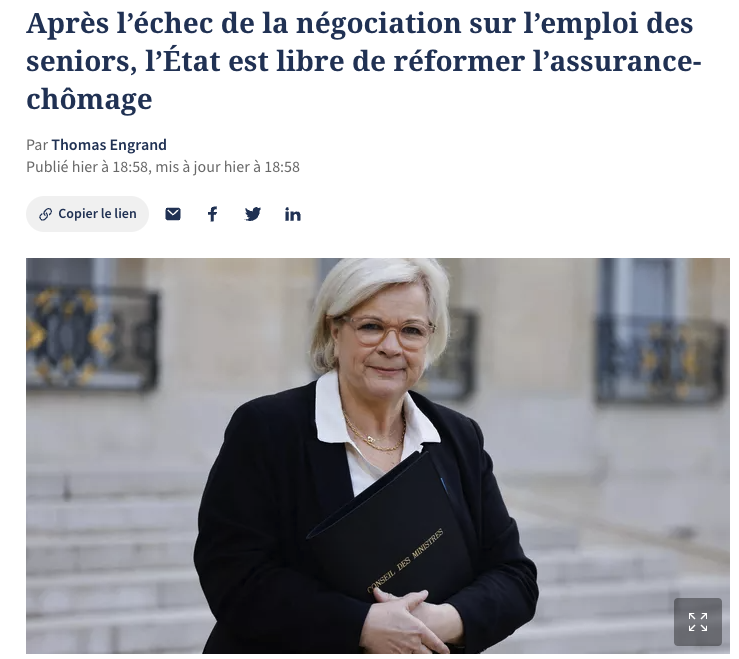 Hold-up à venir sur la caisse d'#AssuranceChômage ! 🚨

@GabrielAttal & @CaVautrin ont fait échoué la négociation entre partenaires sociaux en fixant des objectifs inatteignables. Ils ont un but : reprendre la main pour imposer leurs réformes injustes ! #seniors