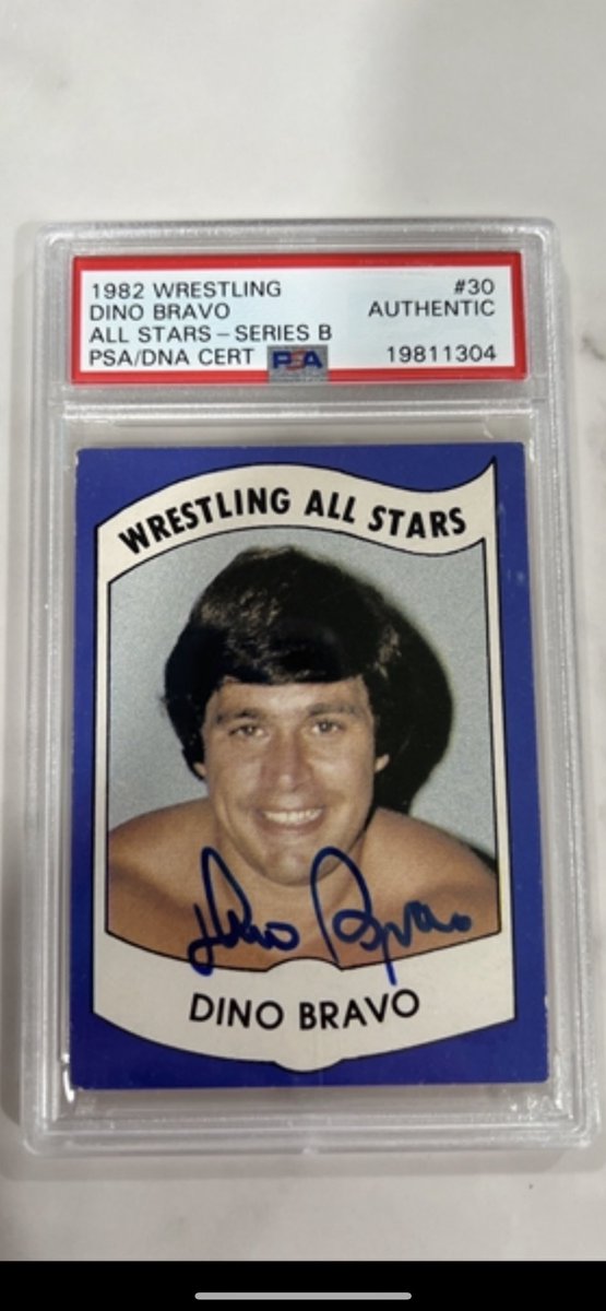 The 1982 Wrestling All stars Signed Dino Bravo Rookie card is an extremely rare card for set collectors. Dino was one of my favorite wrestlers growing up, and the episode about him on Dark Side of the Ring was one of the best. #1982wrestlingallstars #dinobravo #darksideofthering…