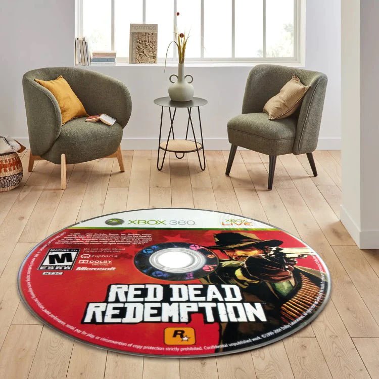 Me inviting a friend over for afternoon tea in the Red Dead Redemption disc rug room.