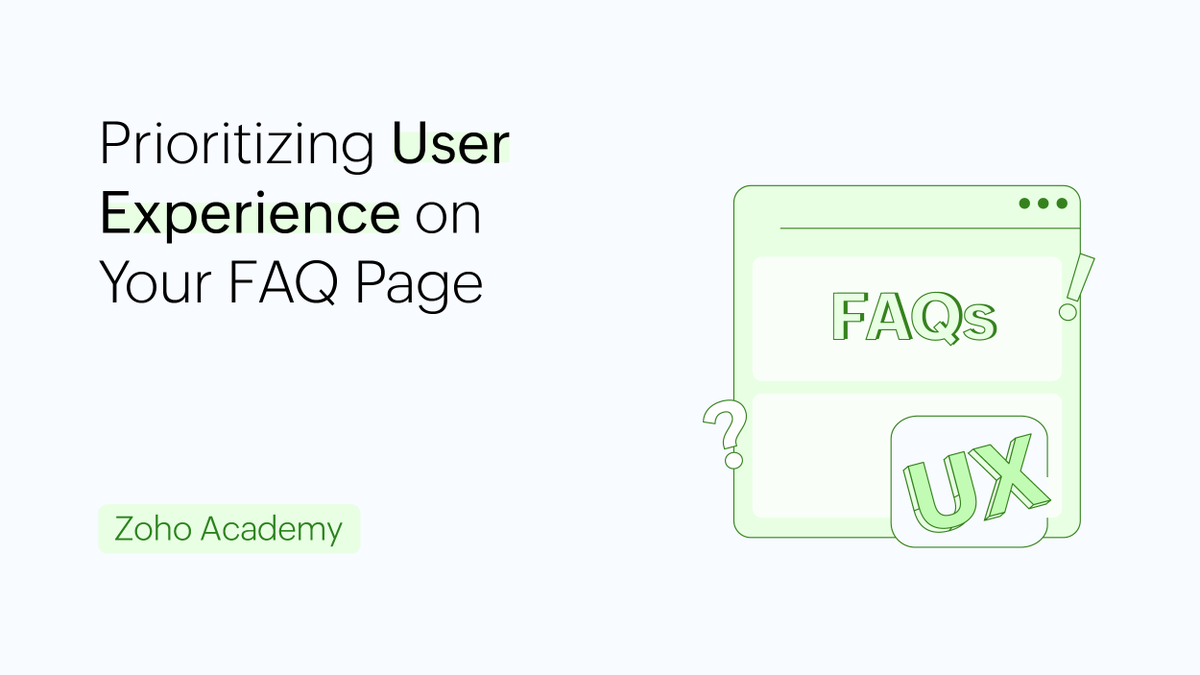 Once you've written the most useful FAQ content you can offer, it's time to consider design. To ensure great UX, you'll want to consider ease of navigation, enabling search, and prominent placement on your site. Learn here 👉 zoho.to/faqUX