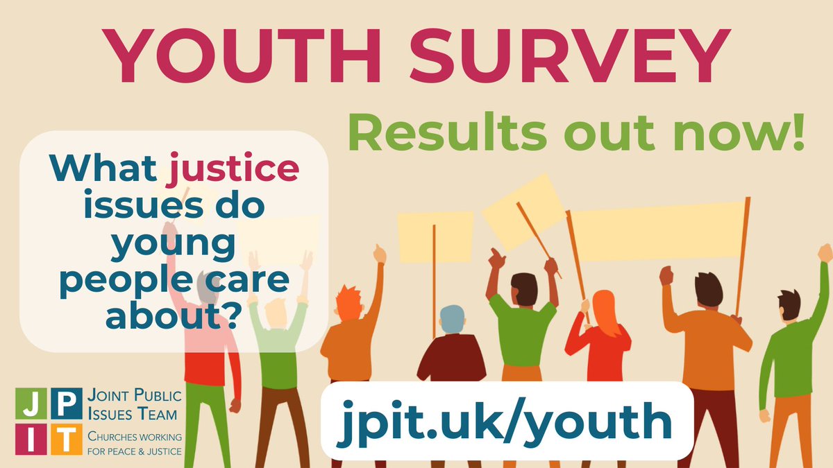 In January, we asked young people what justice issues they cared about. We received around 100 responses and some really great engagement from young people and those who work with them in churches or at home. We now have the results up on our website: jpit.uk/youth/youthsur…