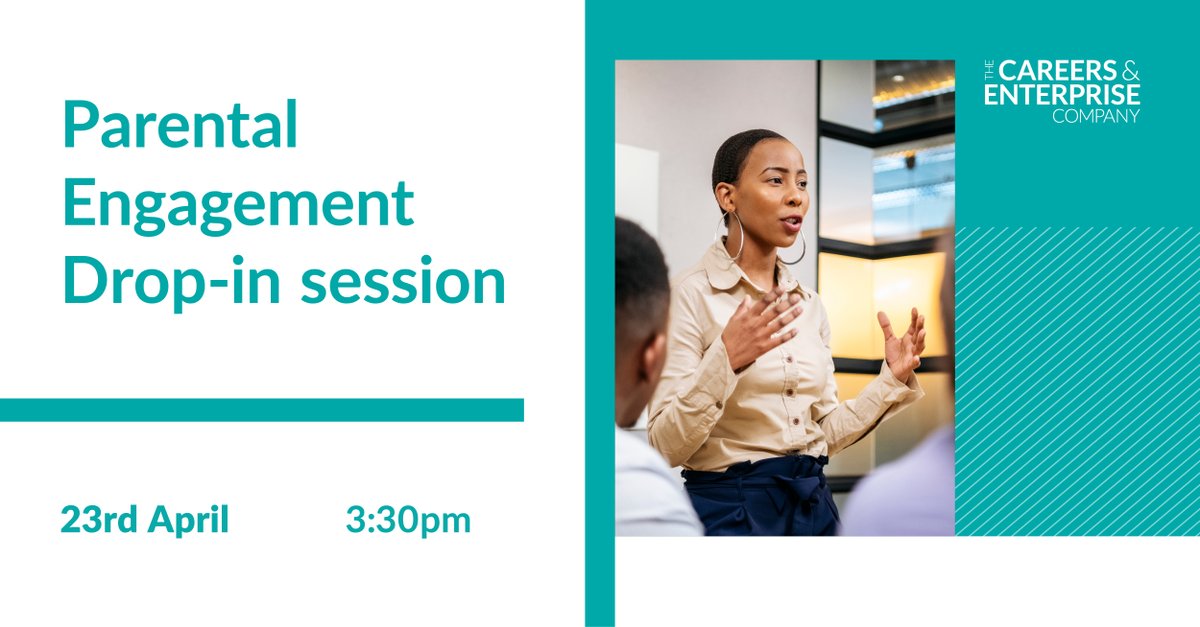 Careers Leaders - do you need support with engaging parents in #careers education? Our free parental engagement CPD can help you get started. Join our drop-in session to learn more about the free training. 📅 23 April 🕞 3:30pm Sign up 👉 bit.ly/3vARiRR @Causeway_Edu