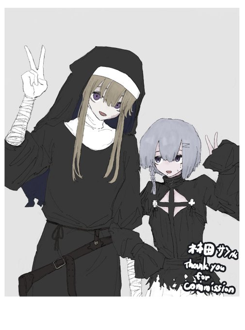 ナトリの兄貴【@n4tri999】にアイラさんとネネロアちゃんのツーショット描いてもらっちゃった…かわいいね… 