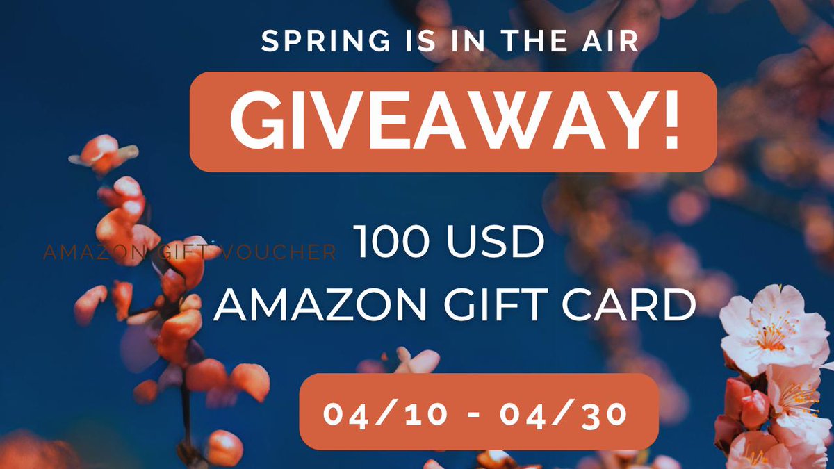 🌻 It’s Springtime!🌻Spring Is in the Air! 🌻 Spring Is in the Air Giveaway from 04/10/24 to 04/30/24 Follow 10 authors on Bookbub who write in Crime, Horror, Suspense and Thriller for your chance to win a $100 Amazon GC prize. To enter the giveaway: tinyurl.com/yzymh72w