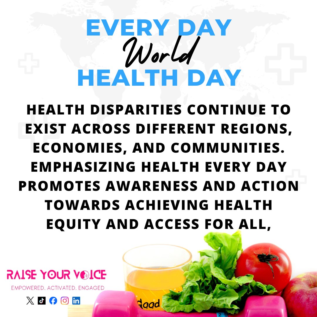 Every day should be World Health Day because health is foundational to the quality of life, economic productivity, and global well-being. The focus on health requires continuous effort and commitment.
#RaiseYourVoice #MyHealthMyRight