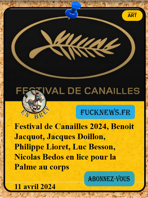 #Festival de Canailles 2024, Benoit #Jacquot, Jacques #Doillon, Philippe #Lioret, Luc Besson, Nicolas #Bedos en lice pour la #Palme au corps

Retrouvez l'article sur notre site

#cannes2024 #humour #festivaldecannes #cannes #selectionofficielle