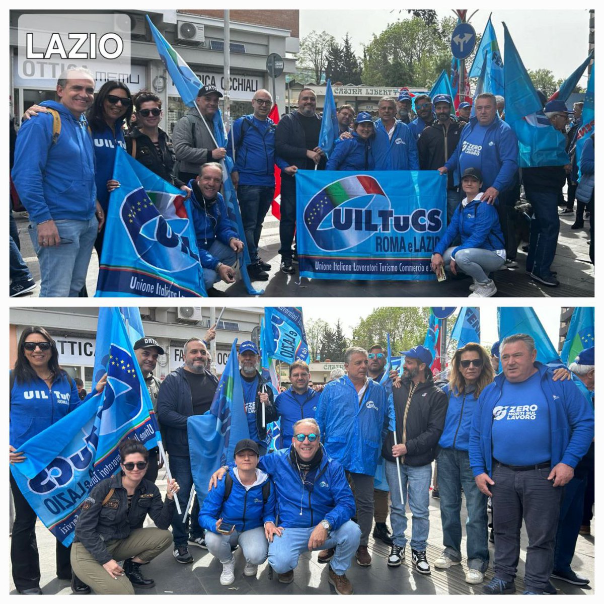 🔵 In tante piazze d'Italia la #Uiltucs insieme alla @UILofficial per lo #sciopero e per ricordare il proprio impegno a lavorare #centoxcentosicuri #zeromortisullavoro
