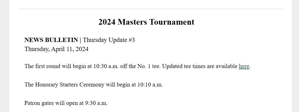 A much earlier start than I anticipated at Augusta National today. Should be a great day of golf: